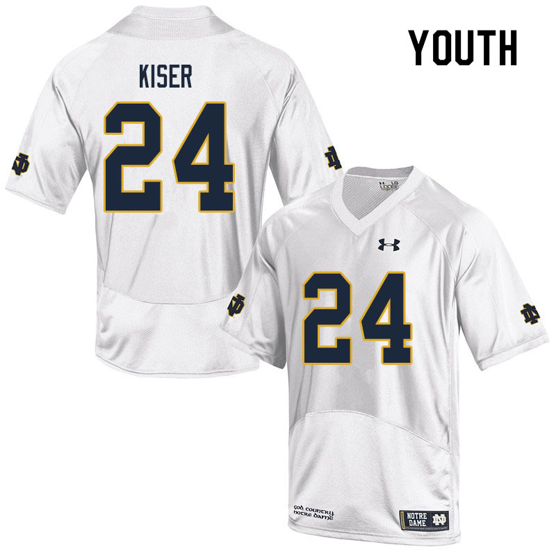 Youth NCAA Notre Dame Fighting Irish #24 Jack Kiser Stitched College Under Armour Authentic White Football Jersey EO10D42TM